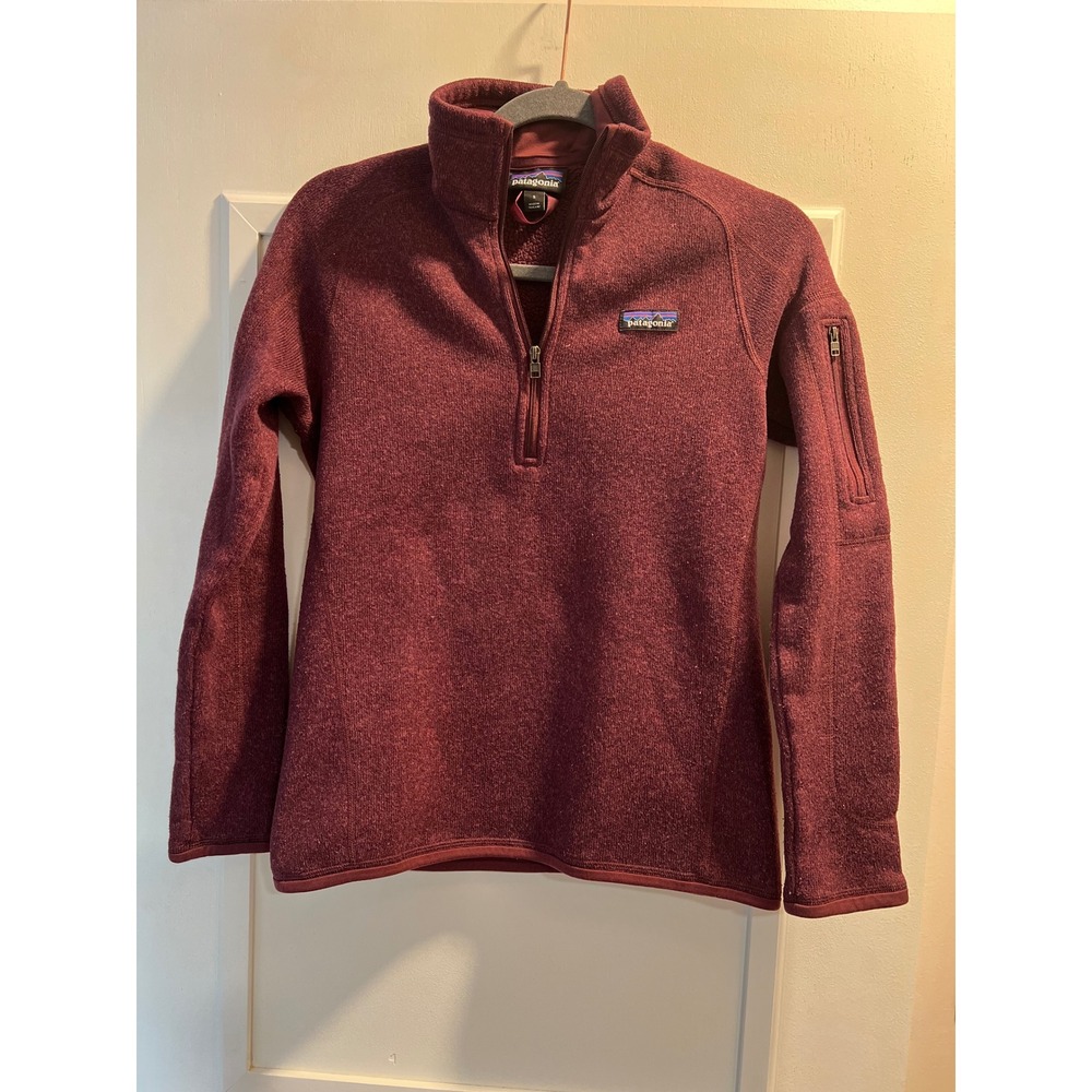 Patagonia Womens Better Sweater 1/4 Zip Pullover Burgundy Heather Fleece Small